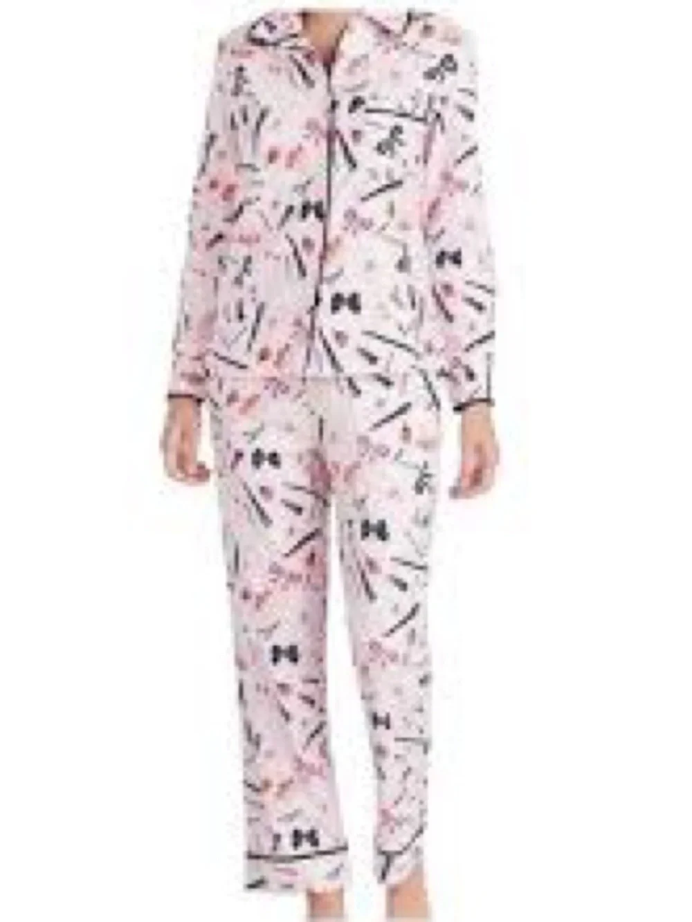 kate spade Pink Floral and Bow Print Pajama Set